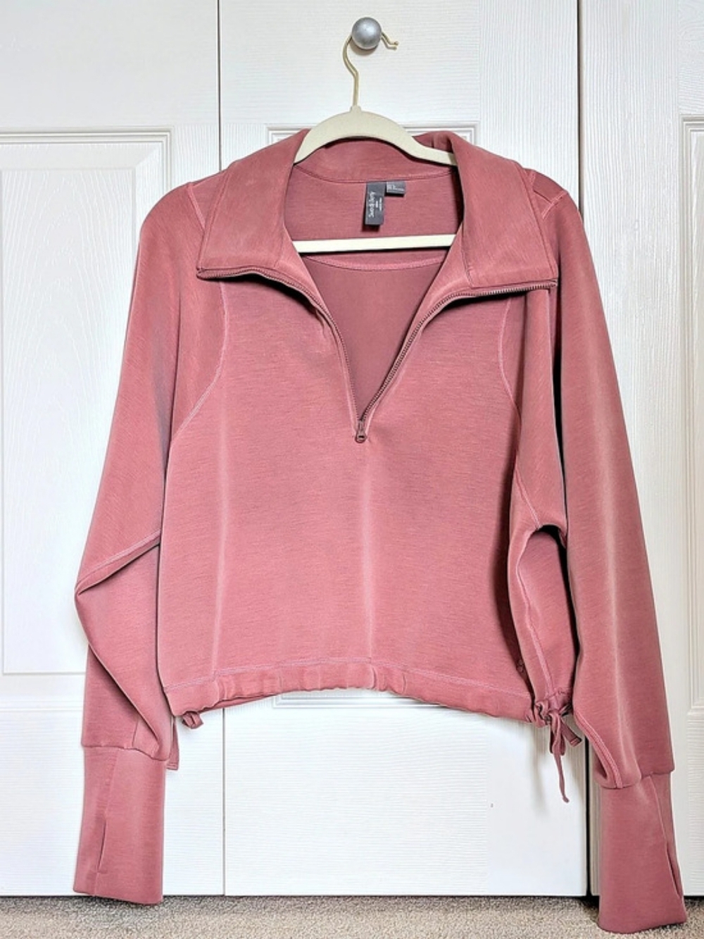 Sweaty Betty Sand Wash Half Zip Crop Sweatshirt Dusty Pink